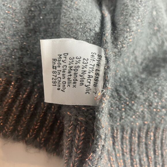 JOHNNY WAS Open Front Metallic Thread Cardigan Gray Size Small Women Sweater - Picture 7 of 8